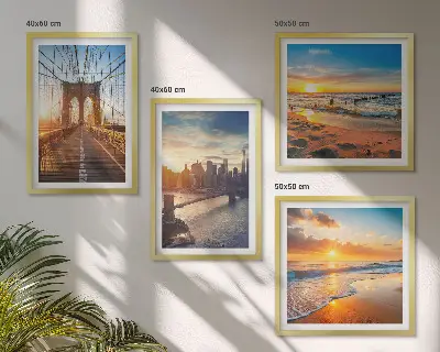 Wanddeko-Set mit Motiven von Brücken bei Sonnenuntergang in der Stadt