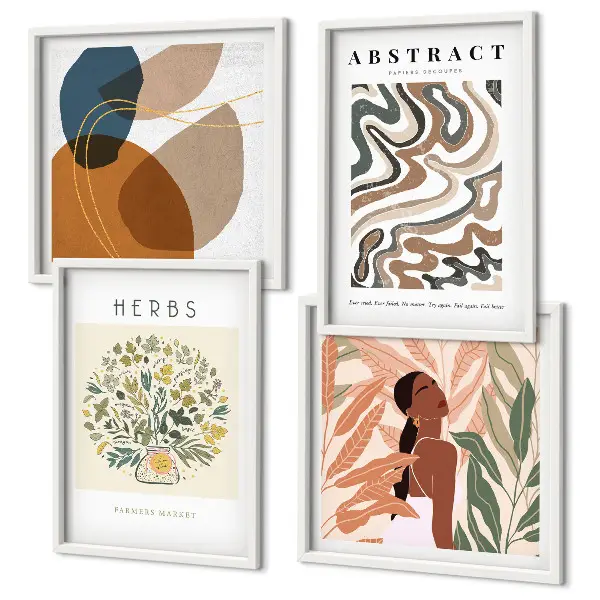 Boho-Ästhetik Pastellposter als gerahmtes Polyptychon