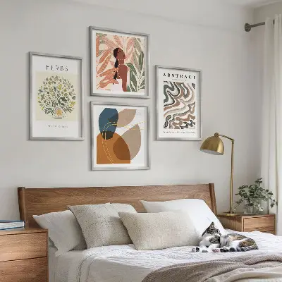 Boho-Ästhetik Pastellposter als gerahmtes Polyptychon