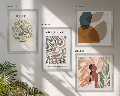 Boho-Ästhetik Pastellposter als gerahmtes Polyptychon