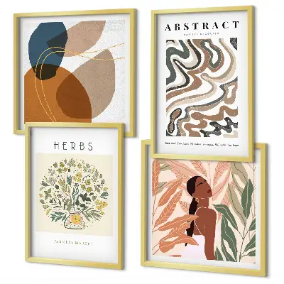 Boho-Ästhetik Pastellposter als gerahmtes Polyptychon