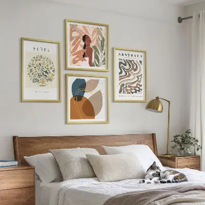 Boho-Ästhetik Pastellposter als gerahmtes Polyptychon