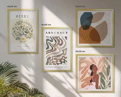 Boho-Ästhetik Pastellposter als gerahmtes Polyptychon