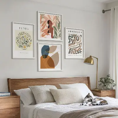 Boho-Ästhetik Pastellposter als gerahmtes Polyptychon
