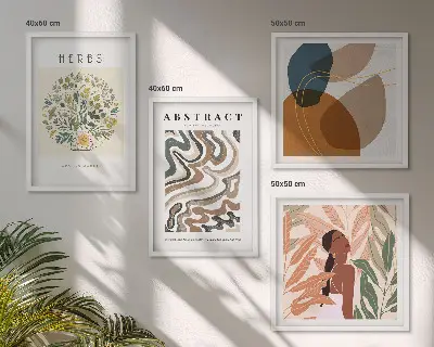 Boho-Ästhetik Pastellposter als gerahmtes Polyptychon