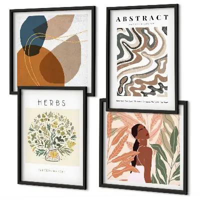 Boho-Ästhetik Pastellposter als gerahmtes Polyptychon