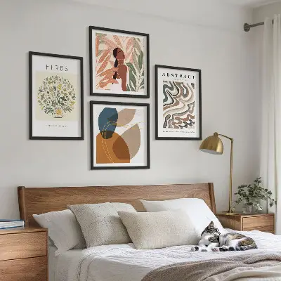 Boho-Ästhetik Pastellposter als gerahmtes Polyptychon
