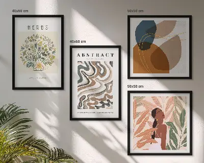 Boho-Ästhetik Pastellposter als gerahmtes Polyptychon