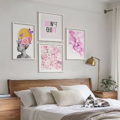 Wanddeko-set Abstraktes Blumenporträt einer Frau