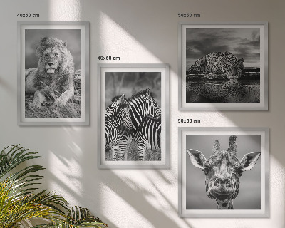Polyptychon mit rahmen Wildtiere Löwe Jaguar Giraffe Zebras