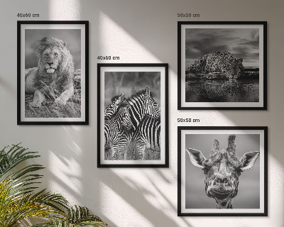 Polyptychon mit rahmen Wildtiere Löwe Jaguar Giraffe Zebras