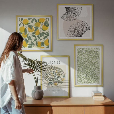 Wanddeko-set Zitronenkräuter und -blätter
