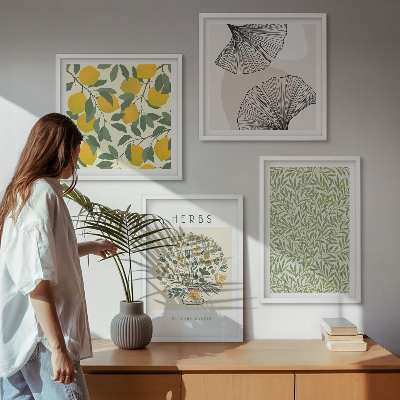 Wanddeko-set Zitronenkräuter und -blätter