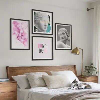 Abstrakte Aquarellskulptur als gerahmtes Polyptychon