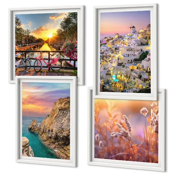 Wanddeko-Set mit Sonnenuntergängen am Meer