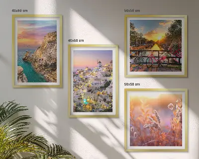 Wanddeko-Set mit Sonnenuntergängen am Meer