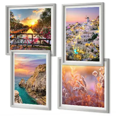 Wanddeko-Set mit Sonnenuntergängen am Meer