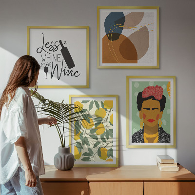 Wanddeko-set Zitronenweinporträt von Frida