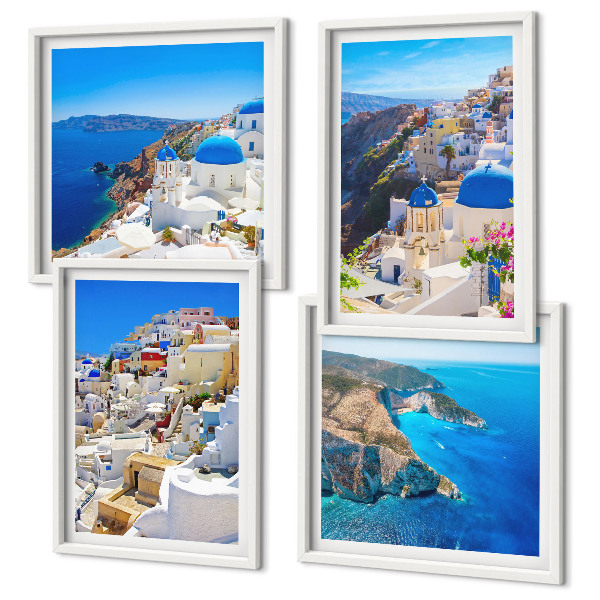 Polyptychon mit rahmen Architekturlandschaft Oia Santorin Griechenland