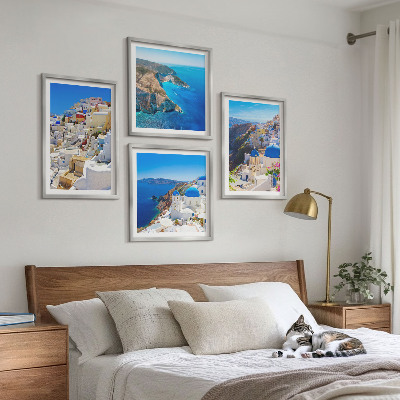 Polyptychon mit rahmen Architekturlandschaft Oia Santorin Griechenland