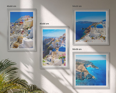 Polyptychon mit rahmen Architekturlandschaft Oia Santorin Griechenland