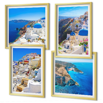 Polyptychon mit rahmen Architekturlandschaft Oia Santorin Griechenland
