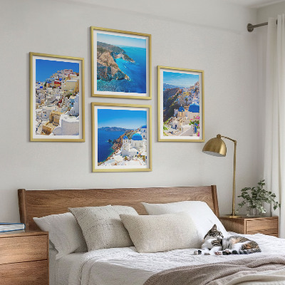 Polyptychon mit rahmen Architekturlandschaft Oia Santorin Griechenland