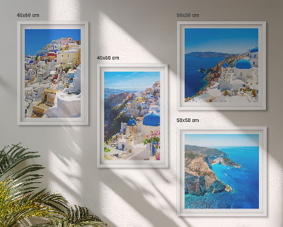 Polyptychon mit rahmen Architekturlandschaft Oia Santorin Griechenland