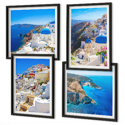 Polyptychon mit rahmen Architekturlandschaft Oia Santorin Griechenland