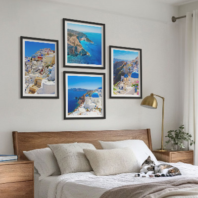 Polyptychon mit rahmen Architekturlandschaft Oia Santorin Griechenland