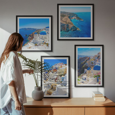 Polyptychon mit rahmen Architekturlandschaft Oia Santorin Griechenland