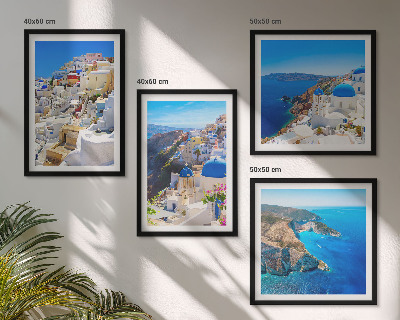 Polyptychon mit rahmen Architekturlandschaft Oia Santorin Griechenland