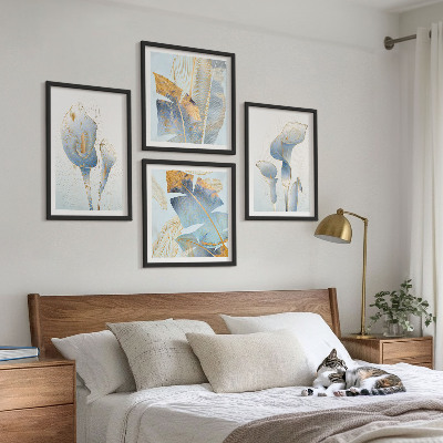 Wanddeko-set Blaue Blumen im Hintergrund