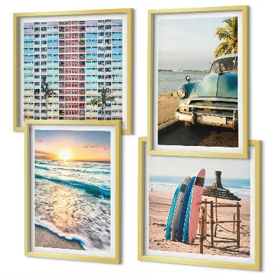 Sonnenuntergang in Miami als Polyptychon mit Rahmen