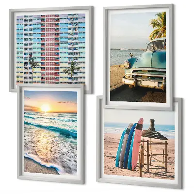 Sonnenuntergang in Miami als Polyptychon mit Rahmen
