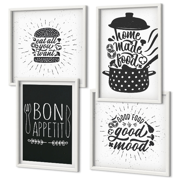 Wanddeko-set Grafiken, Lebensmittel, kulinarische Slogans