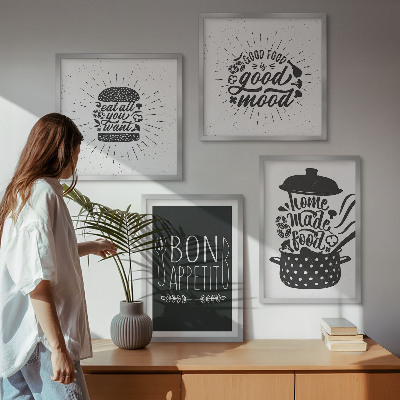 Wanddeko-set Grafiken, Lebensmittel, kulinarische Slogans