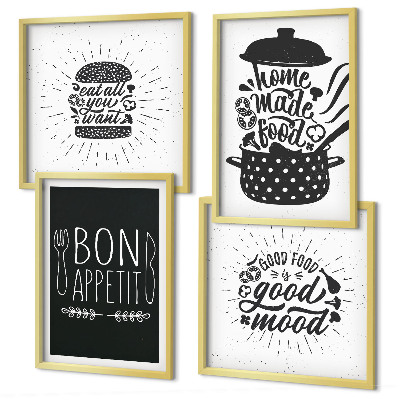 Wanddeko-set Grafiken, Lebensmittel, kulinarische Slogans