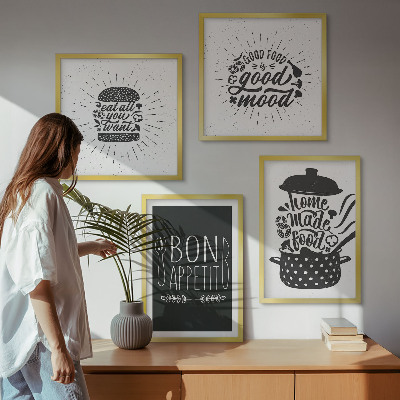 Wanddeko-set Grafiken, Lebensmittel, kulinarische Slogans