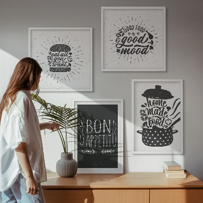 Wanddeko-set Grafiken, Lebensmittel, kulinarische Slogans