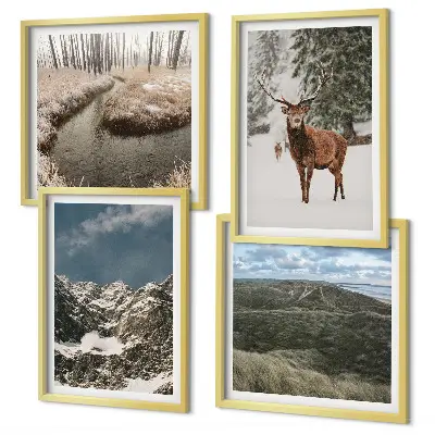 Wanddeko-Set mit Berg-, Schnee-, Hirsch- und Waldlandschaftsmotiv