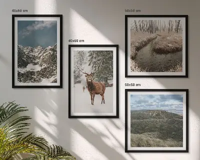Wanddeko-Set mit Berg-, Schnee-, Hirsch- und Waldlandschaftsmotiv