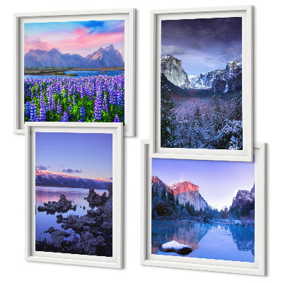 Wanddeko-set Berglandschaften, Wasser, Blumenfeld