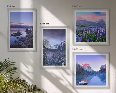 Wanddeko-Set mit Berglandschaften, Wasser und Blumenfeld