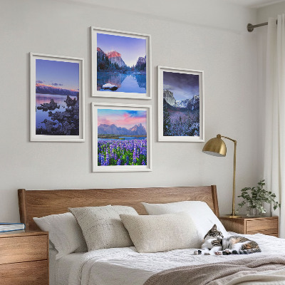 Wanddeko-set Berglandschaften, Wasser, Blumenfeld