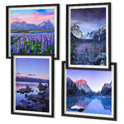 Wanddeko-set Berglandschaften, Wasser, Blumenfeld