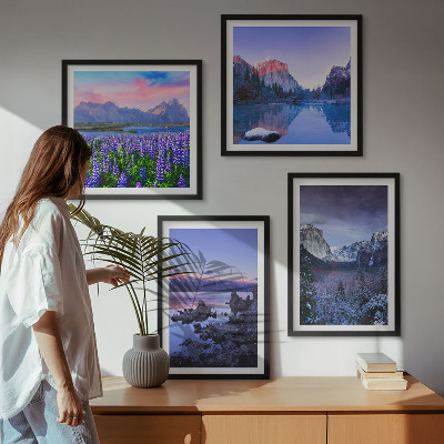 Wanddeko-set Berglandschaften, Wasser, Blumenfeld
