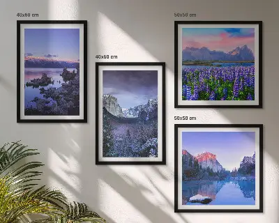 Wanddeko-Set mit Berglandschaften, Wasser und Blumenfeld