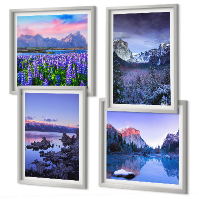 Wanddeko-set Berglandschaften, Wasser, Blumenfeld