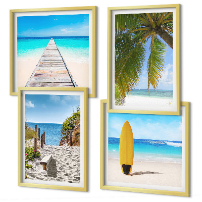 Polyptychon mit rahmen Urlaubsblick Strand Palmen